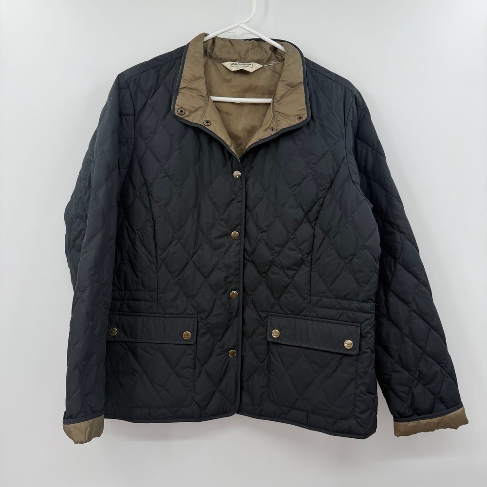 EDDIE BAUER Full Snap Up Down Insulated Black Quilted Jacket Women's